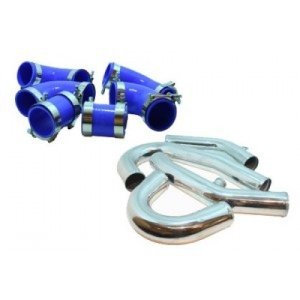 Mitsubishi Evolution Intercooler Pipe Kit - Front - Turbo XS - Polished Aluminum Pipes - Blue - `03-`06 Mitsubishi Evolution Intercooler Pipe Kit - Front - Turbo XS - Polished Aluminum Pipes - Blue - `03-`06